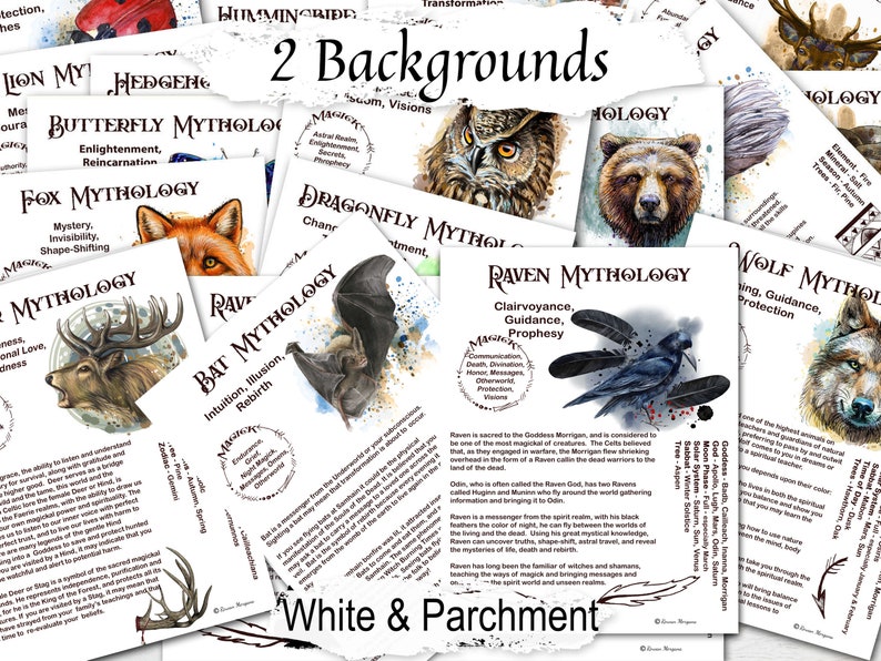 Animal Mythology Guide: Spirit Companions, Totems (20 Printable Pages ...