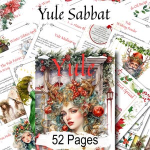 YULE WINTER SOLSTICE, Wicca Witch Sabbat, Winter Magic Spells Rituals, Recipes and more!  Yule Celebration Gift, 52 Printable pages