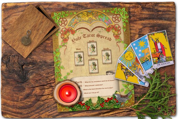 Pagan Yule Tarot Card Spreads for Book of Shadows Printable Tarot Card Spread for Christmas