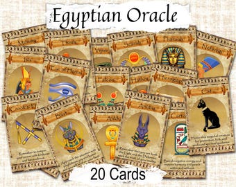 Egyptian Oracle Cards: Divine Inspiration, 20 Printable Designs (Digital Download)