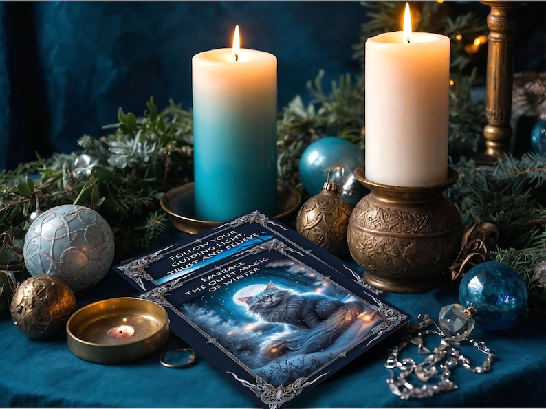YULE CAT ORACLE, Jólakötturinn Tarot, Inspirational Message Cards, Icelandic Christmas Cat, Winter Solstice, Pagan Gift, 20 Printable Cards - Morgana Magick Spell