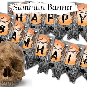 SPOOKY SAMHAIN BANNER:  Halloween Pagan Altar & Wicca Festival Decoration!