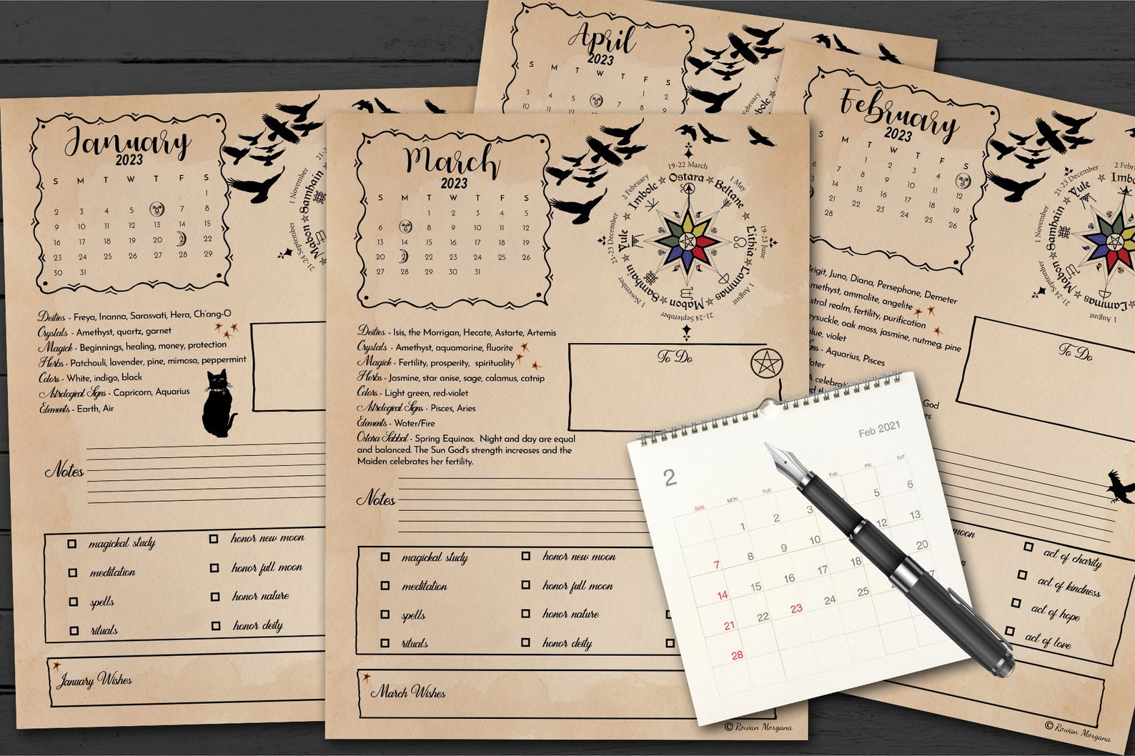 2023 CALENDAR WITCH PLANNER 12 Pages Digital Download Witch Etsy