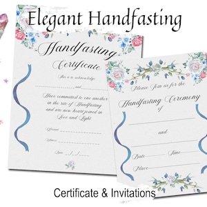 ELEGANT HANDFASTING Certificate and Invitation, Pagan Wiccan Wedding, Printable Instant Download
