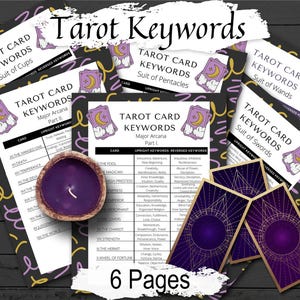 Tarot Card Schlüsselwörter Guide: Bedeutung des Rider Tailé (6 druckbare Seiten)