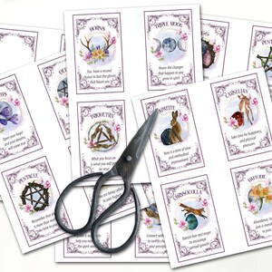 OSTARA ORACLE CARDS, Printable Tarot Messages, 5 printable sheets with four cards per sheet including backing cards - Morgana Magick Spell
