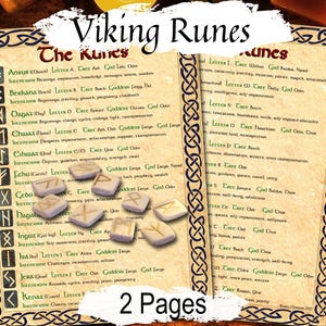 ELDER FUTHARK RUNES, Cheat Sheet for Divination, Magic and Readings,  2 Printable Spellbook Pages