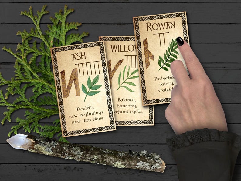 OGHAM ORACLE CARDS Digital Download, Oracle Cards to Print at Home, Ogham Tarot Printable Oracle Deck Messages, Celtic Ogham Spirit Deck- Morgana Magick Spell