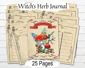Witch's Herbal Planner: Witch Apothecary Journal, Herb Garden Printable Grimoire