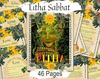 Litha Sabbat Grimoire Pages - Summer Solstice Spells, Rituals, Recipes (Printable PDF Download)