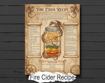Fire Cider Recipe: Kitchen Witchcraft Infographic, Printable for Book of Shadows