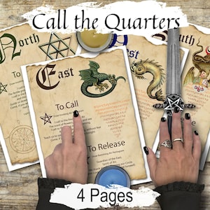 Llamadas de los Cuartos de Wicca: Crea un Círculo Mágico, Indica las Direcciones, Páginas Imprimibles del Libro de Hechizos (Descarga Digital)