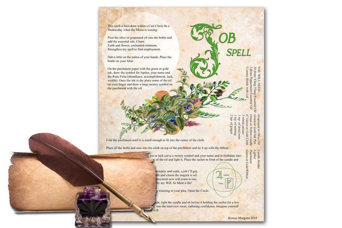 JOB SPELL Get a Job Employment Spell Career Spell Etsy