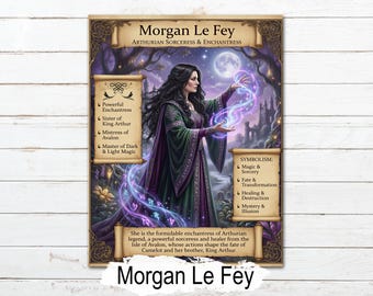 Morgan Le Fey: Arthurian Legends, Dark Academia for Grimoire or Book of Shadows