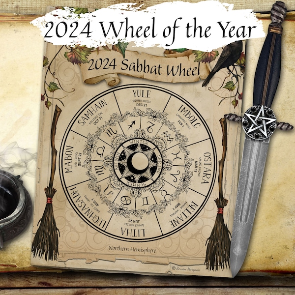 2024 WHEEL of the YEAR, Printable Northern Hemisphere  Sabbat Calendar, Pagan Celebration Dates