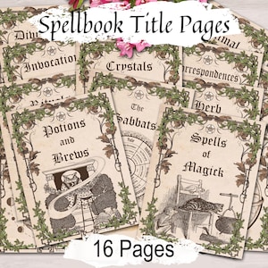Spellbook Dividers: Printable Grimoire and BOS Organizer for Wicca & Witchcraft, 16 Printable Pages