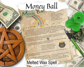 MONEY BALL a Spell of Riches, Melted Wax Spell for Prosperity, Wicca Candle Magic, Witchcraft Abundance Ritual, Gain Wealth Money Spell BOS