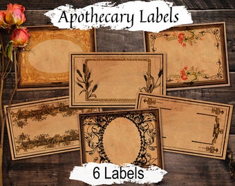 VINTAGE APOTHECARY LABELS, 6 Blank Printable Labels for  Spells, Potion, Aromatherapy, and Wicca Witchcraft Herbal Magic