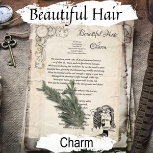 BEAUTIFUL HAIR CHARM, Grow Out your Hair, Magic Potion, Kitchen Witch,  long strong hair growth, Printable page for your Spellbook