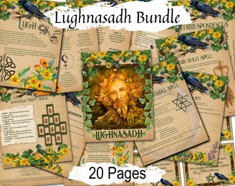 LUGHNASADH BUNDLE, Lammas Spells, Rituals, Recipes, Correspondences, 18 Printable spellbook pages