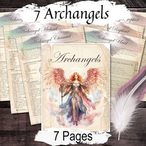 7 ARCHANGELS Gabriel, Raphael  Michael, Uriel, Chamuel, Jophiel, and Zadkiel, 8 Printable Pages, Angel Blessing & Protection