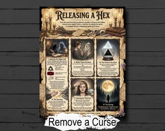 Releasing a Hex —Vintage Occult Infographic, Ancient Grimoire Page