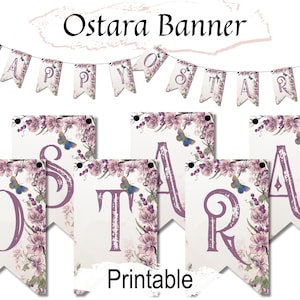 OSTARA SABBAT BANNER, Pagan Altar Garland Decoration, Wicca Sabbat Festival Celebration Bunting, 12 Printable Flags for Spring Equinox