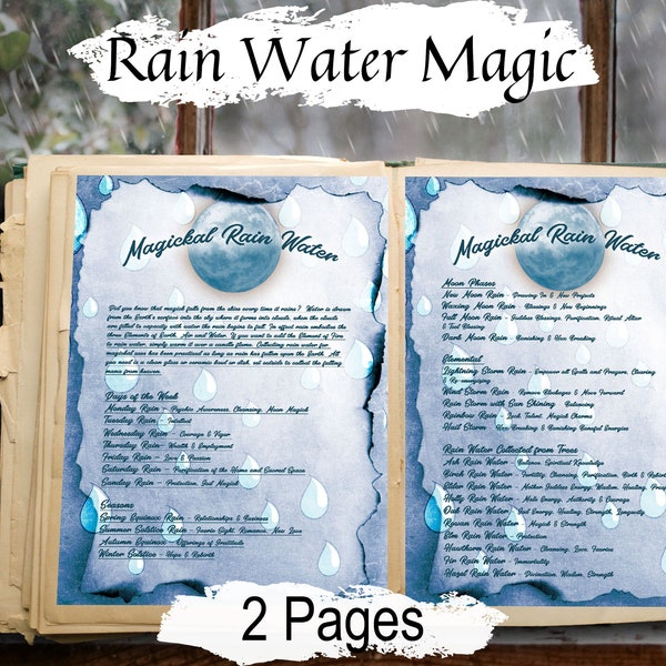 RAIN WATER MAGIC, Thunder and Lightning Water Potion Recipe, Wicca Water Spell, Water Spell, Witchcraft  Witchcraft Grimoire spellbook page