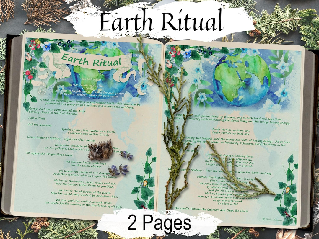 Earth Ritual: Sacred Planet Spellbook Pages, Gaia Magic (2 Printable ...