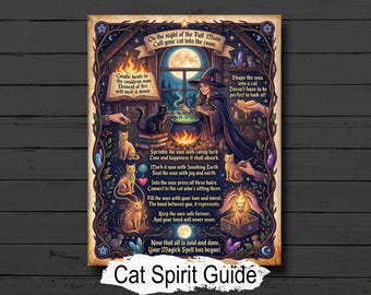 Cat Spirit Guide Spell: Supernatural Feline Familiar, Printable Grimoire Page (Digital Download)
