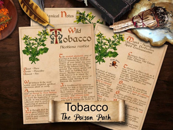 TOBACCO BANEFUL HERB 3 Pages, Grimoire Printable, Witchcraft