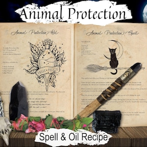 Pet Protection Spell:  Safeguard Your Furbabies, Animal Good Luck Charm, 2 Printable Spellbook Pages