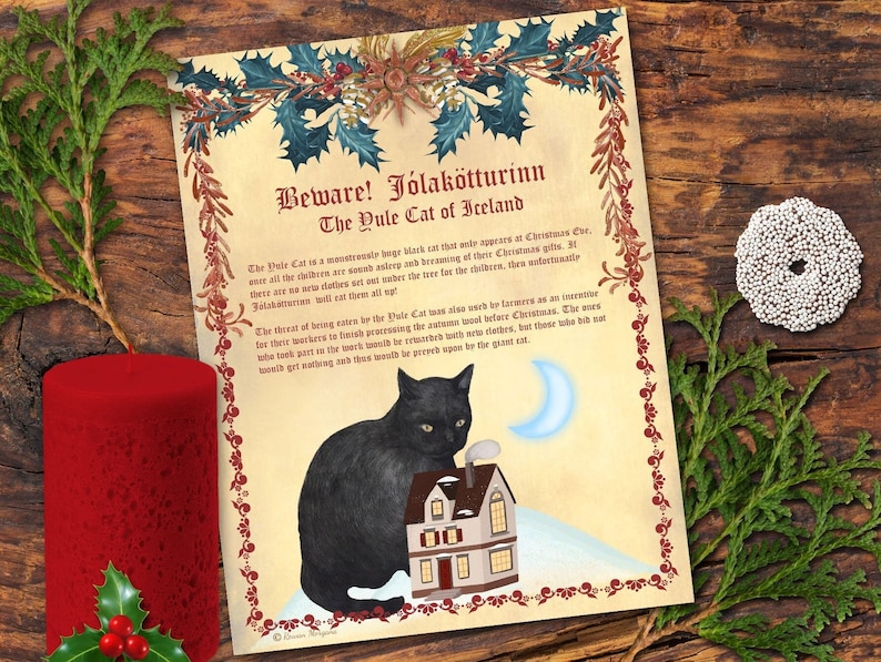 ICELANDIC YULE CAT Legend,  Jólakötturinn The Christmas Cat of Iceland, Christmas Cat Monster, He will eat you if you do not get new clothes! - Morgana Magick Spell