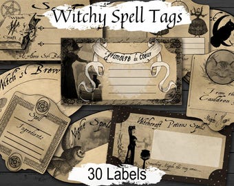 Etiquetas para pociones de brujería: pociones, brebajes, hechizos, 30 etiquetas (PDF imprimible)