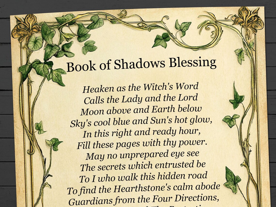 Grimoire Blessing: Wiccan Front Page for Spellbooks and Book of Shadows ...