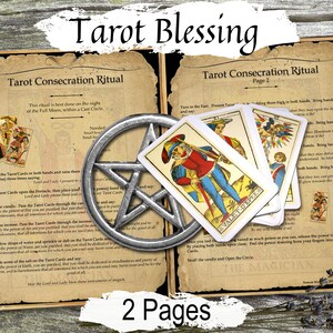 RITUAL DE BENDICIÓN DEL TAROT, Hechizo de bendición de cartas, Oración de la baraja del oráculo, Hechizo de la bruja del tarot, 2 páginas de libro de hechizos imprimibles