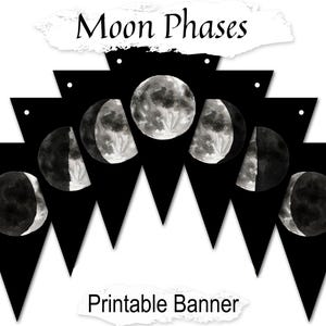 Moon Phase Banner: Wicca Altar Decoration (Printable Flags)