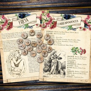 FREYA NORSE GODDESS, 4 Printable Pages, Correspondences, Magic Spell, Fertility Goddess - Morgana Magick Spell