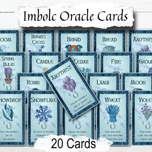 ORÁCULO IMBOLC, 20 Cartões para Imprimir, Mensagens Inspiradoras, Conecte-se com a Energia do Sabbat Wicca, Baralho de Adivinhação, Cartões de Encorajamento