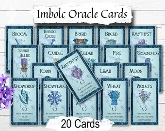 IMBOLC ORACLE, 20 Printable Cards, Inspirational Messages, Connect With the Wicca Sabbat Energy, Divination Deck, Encouragement Cards