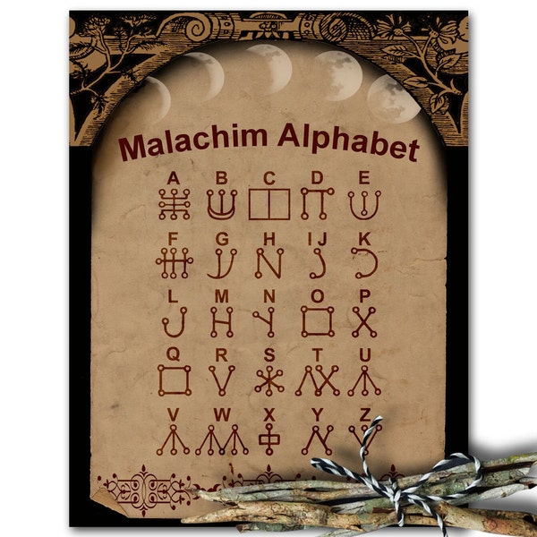 MALACHIM ALPHABET, Celestial Writing of Angels and Messengers, Secret Witch Script for Spells and Incantations