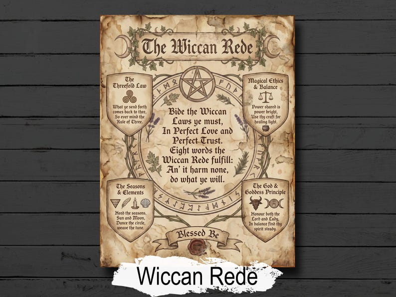 The Wiccan Rede: Principles, Creeds, and the Magic of the Threefold Law, Printable Grimoire Page