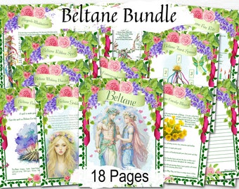 BELTANE WICCA SABBAT, grimoire imprimable, traditions de la roue de l'année, méditation, rituels, sorts, recettes d'huile et d'encens