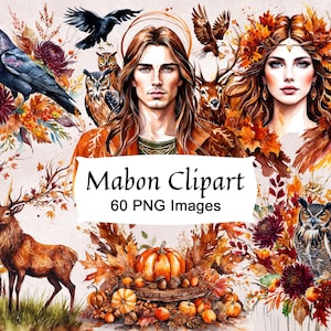 MABON CLIPART BUNDLE - équinoxe d'automne, Persephone Morrigan Ishtar - 60 Art PNG pour autel rituel païen - usage Commercial