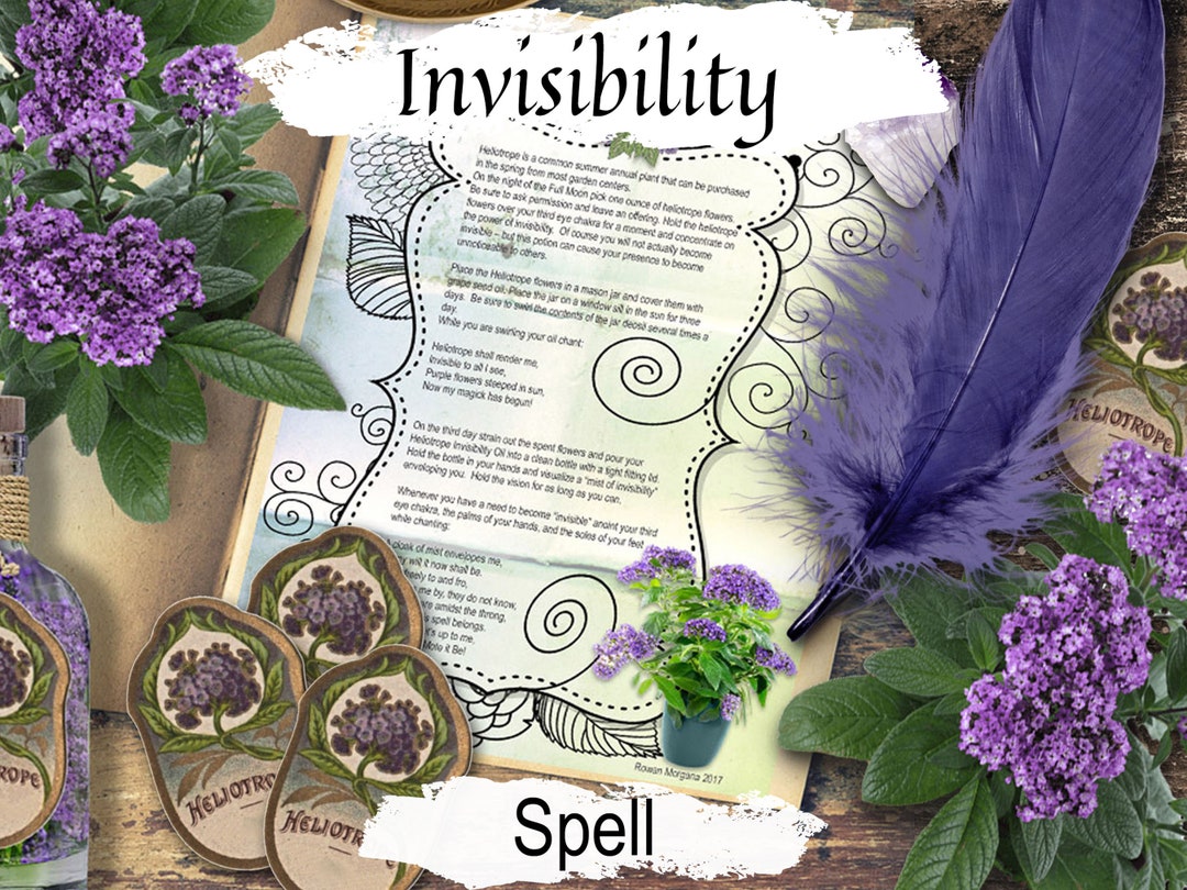 HELIOTROPE INVISIBILITY SPELL Witch Magic Herb Grimoire Page Free 