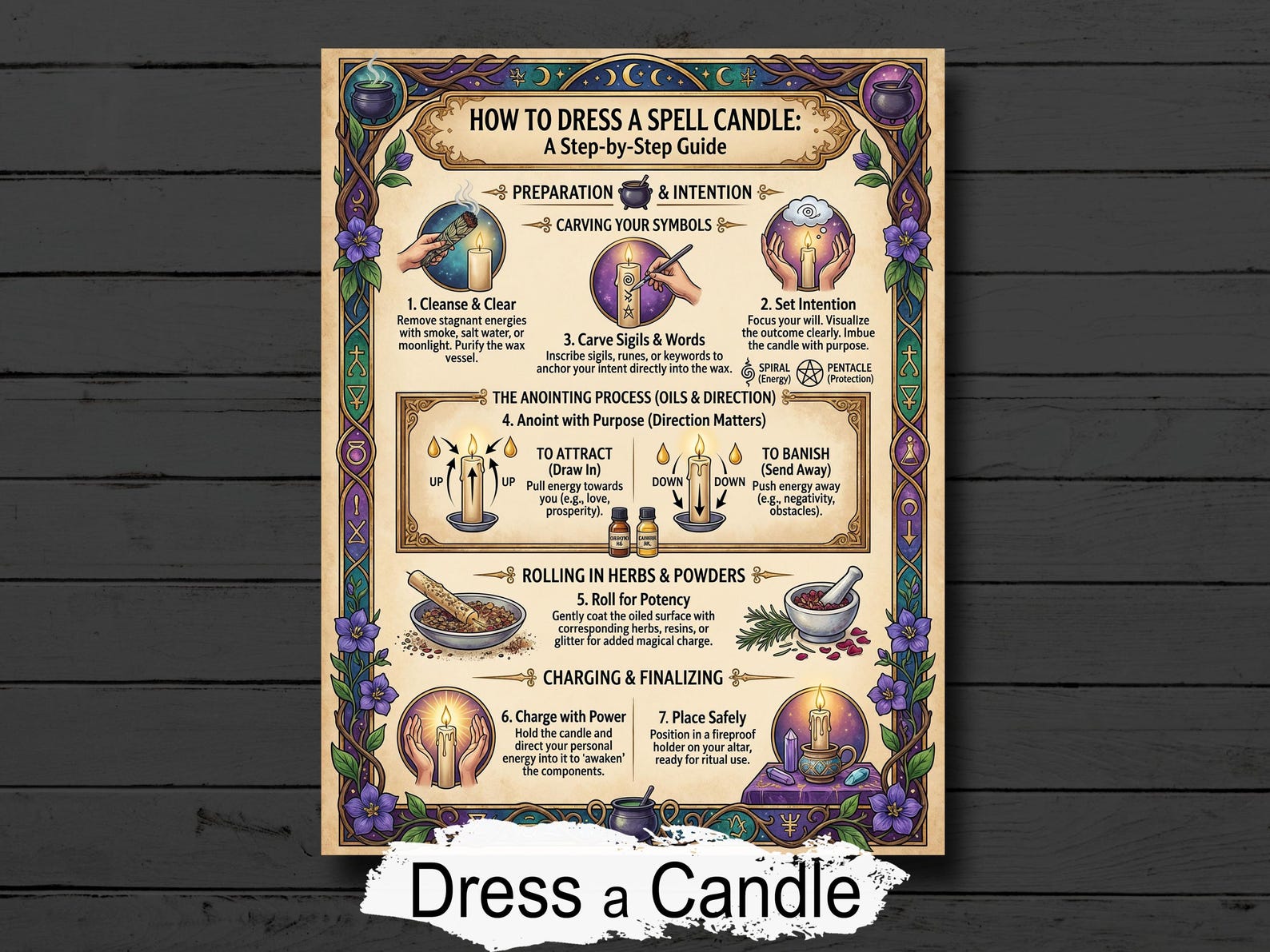 Candle Dressing Infographic: Anointing Ritual Instructions, Witchcraft ...