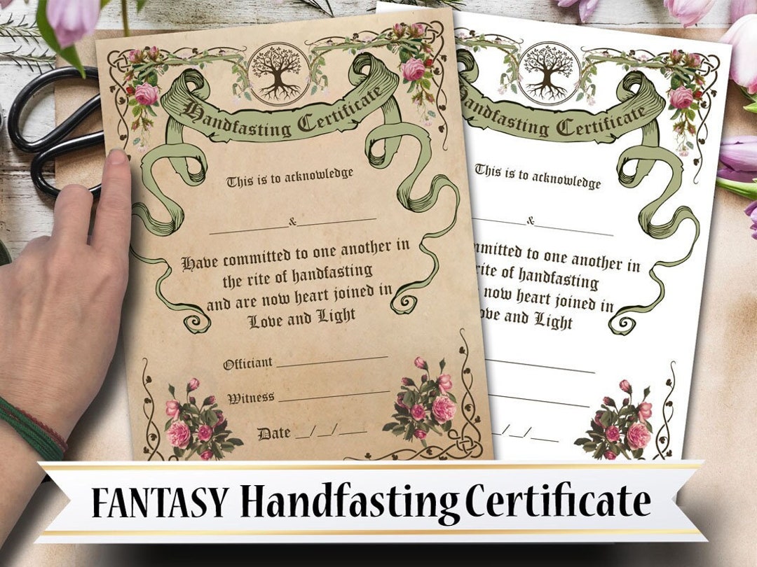 HANDFASTING CERTIFICATE Printable Witchcraft Wiccan Celtic - Etsy
