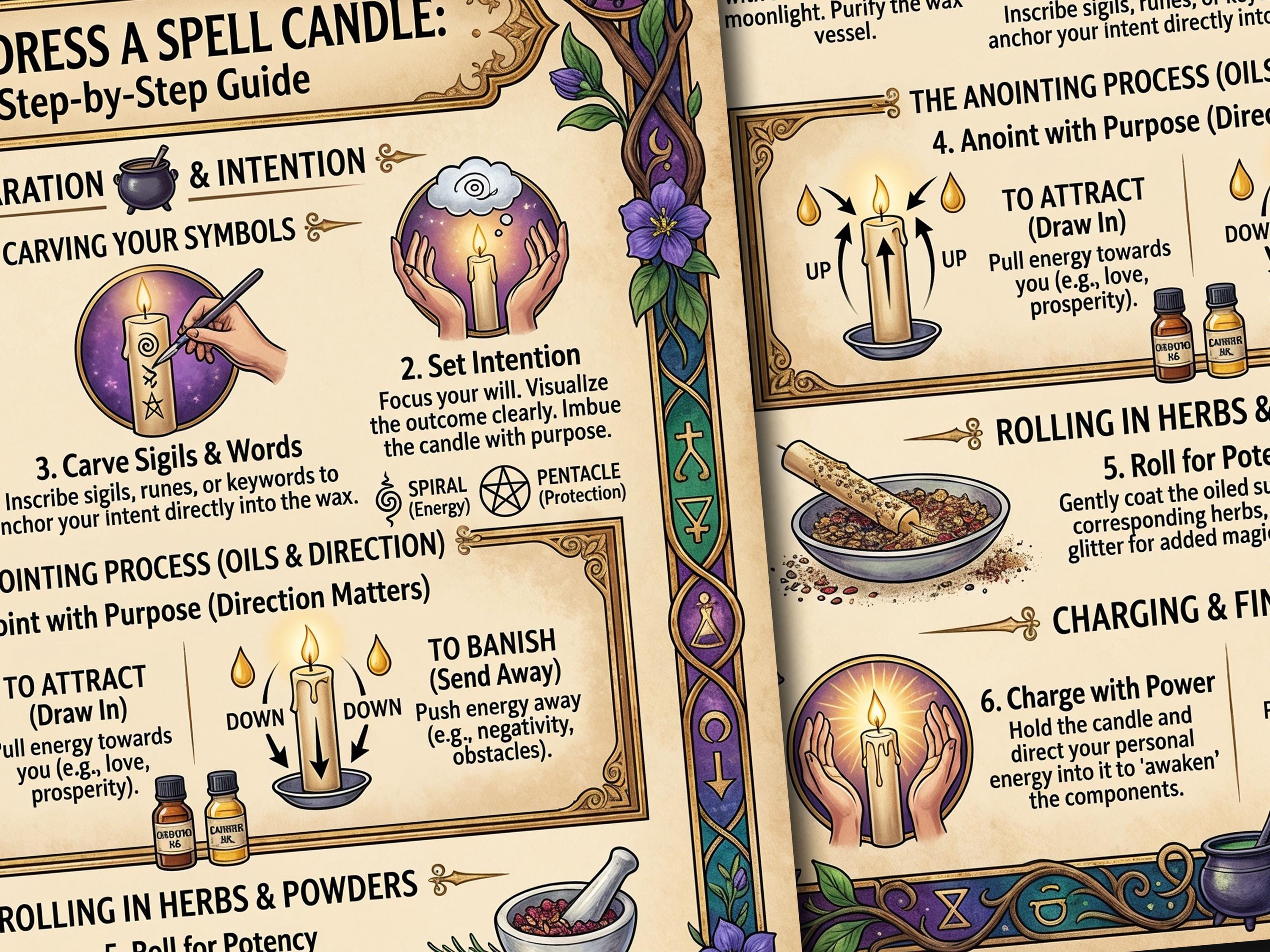 Candle Dressing Infographic: Anointing Ritual Instructions, Witchcraft ...