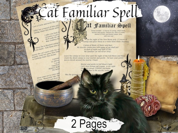 Cat Familiar Ritual: Wiccan Magick Spell for your Grimoire, (2 Page PDF)