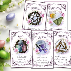 OSTARA ORACLE CARDS, Printable Tarot Messages, Pentacle, Serpentine, Egg, Crocus and Triquetra Cards - Morgana Magick Spell